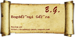 Bogdányi Géza névjegykártya